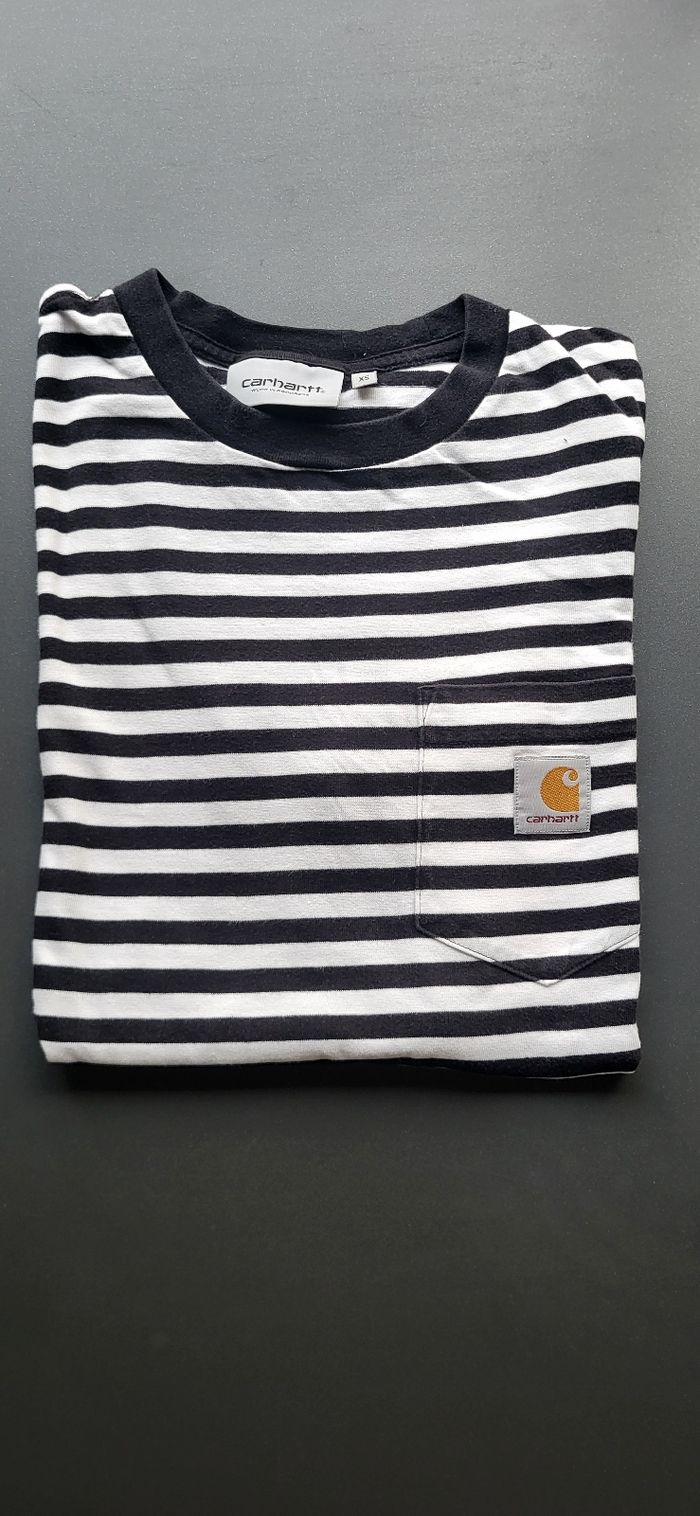 T-Shirt Carhartt - Marinière blanc / noir