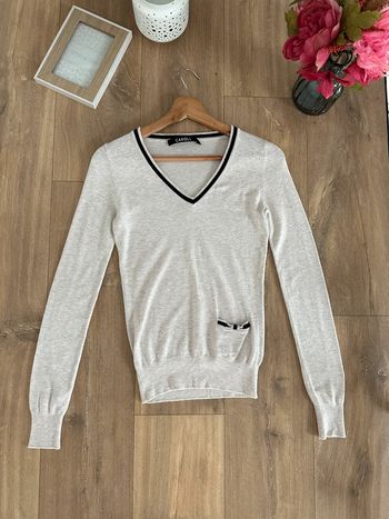 Pull beige chiné et noir ~ Caroll ~ 36