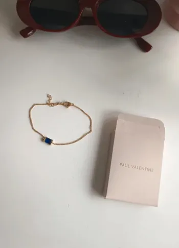 Bracelet plaqué or Paul Valentine et crystal bleu