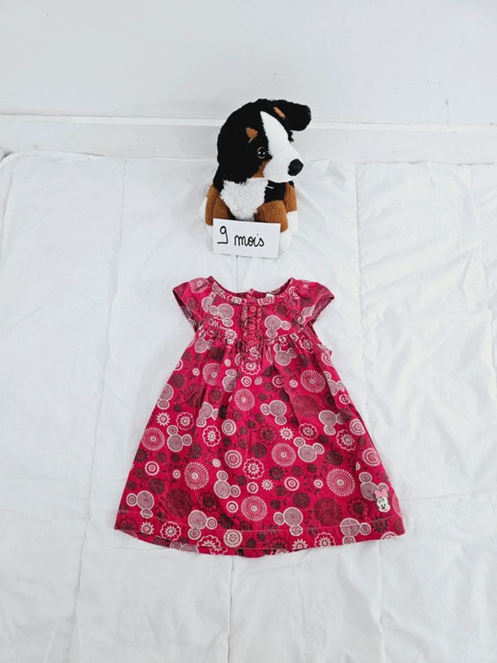 Robe à manches courtes rose Minnie Mickey Mouse Disney bébé fille 9 mois