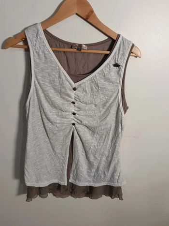 C10 débardeur blanc/taupe KWoman 3XL