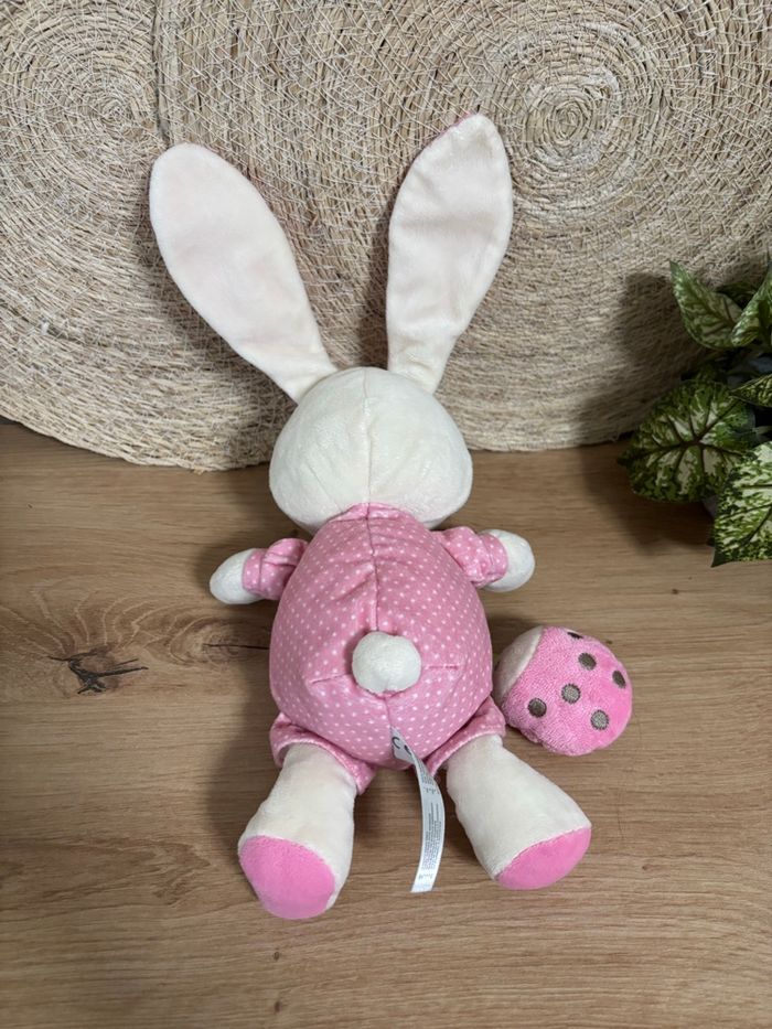 Doudou lapin rose poche cœur fleurs coccinelle simba toys nicotoy - photo numéro 3