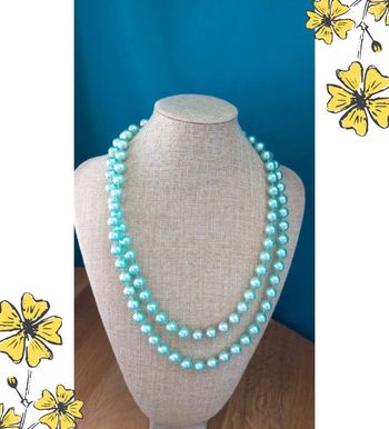 Collier vintage perles bleu-vert nacré – Élégance rétro & douceur pastel - Idée Fête des Mères 💙