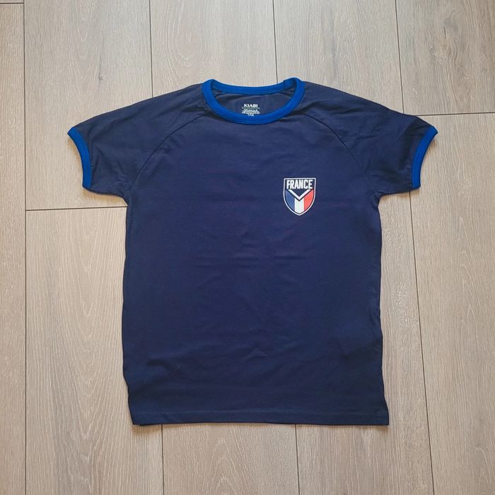Maillot foot manche courte bleu marine. Garçon 10 ans. Marque Kiabi