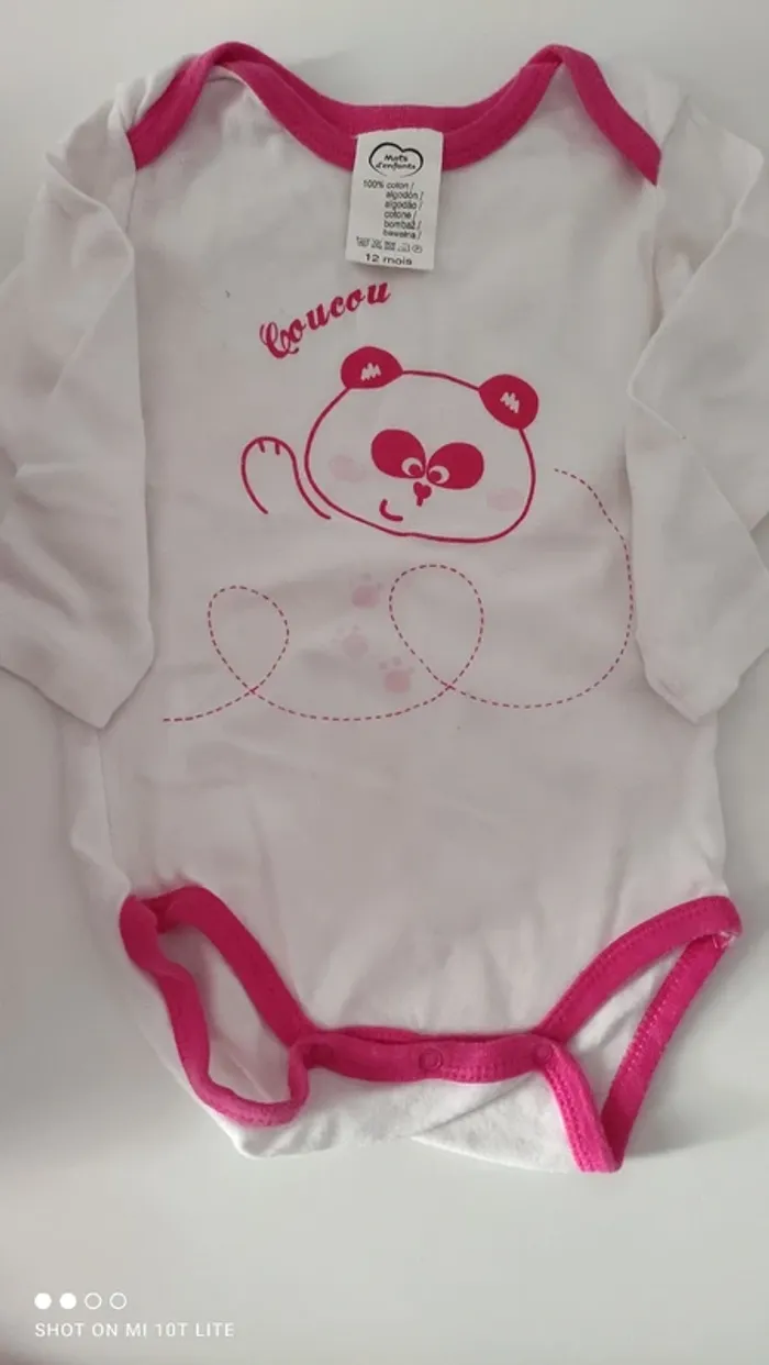 Body blanc et rose motif panda mots d'enfants