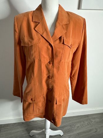 Veste saharienne orange en suédine Vintage T42 XL