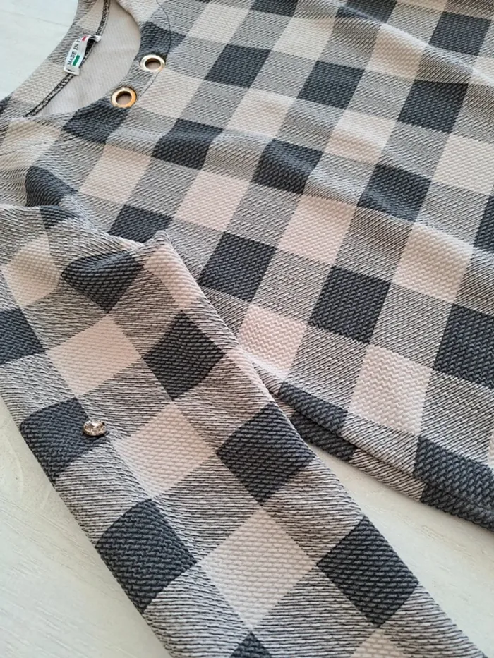 Tunique asymétrique - Made in Italy - taille unique S/M - court devant long derrière - carreaux - photo numéro 3