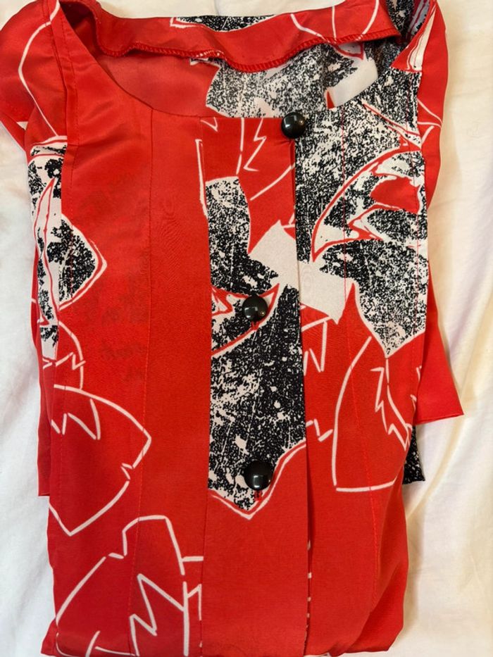 Belle robe d’été vintage vermillon imprimé graphique - photo numéro 13