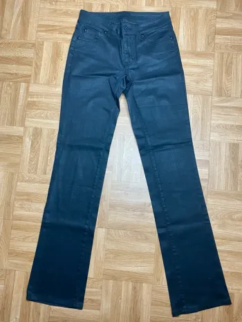 Pantalon jean noir satiné et brodé Corleone (NEUF)