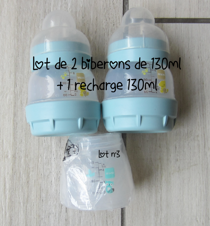 Lot de 2 biberons + 1 recharge 130 ml