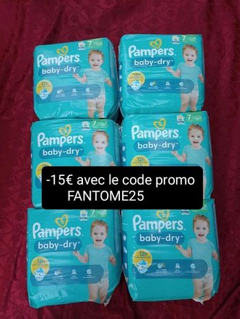 Six paquets de couches Pampers T7 taille 7