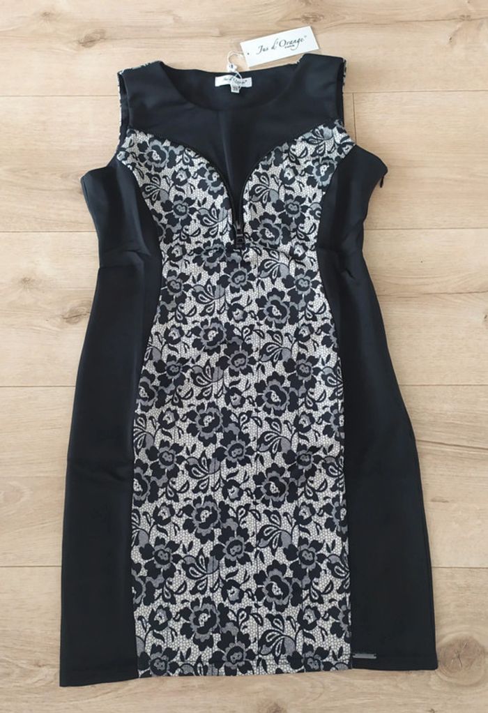 Robe fourreau noire et beige taille 3 Jus d'orange