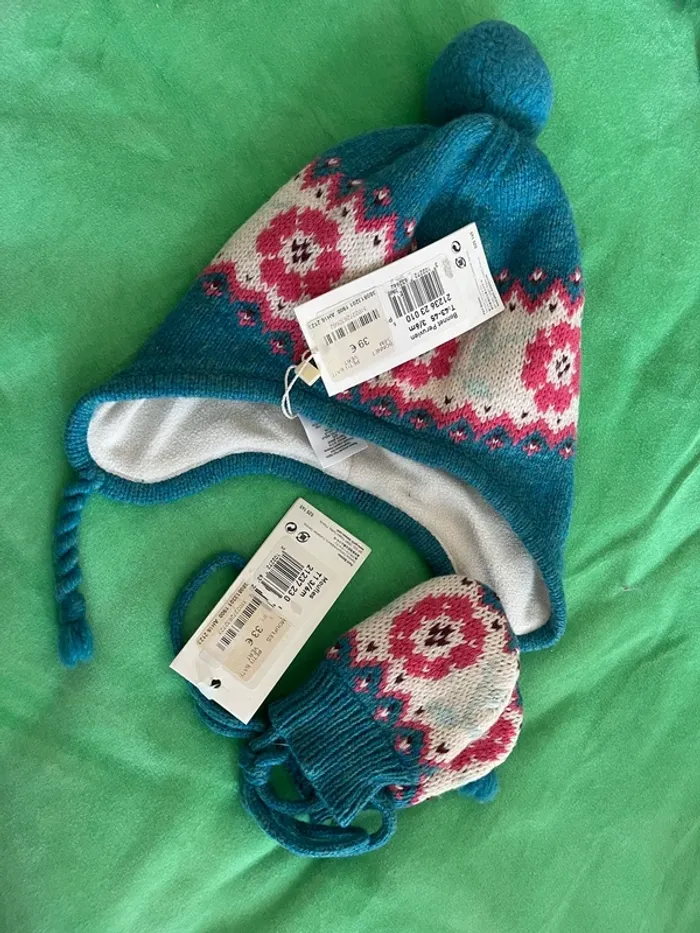 Bonnet péruvien et moufles petit bateau - photo numéro 3