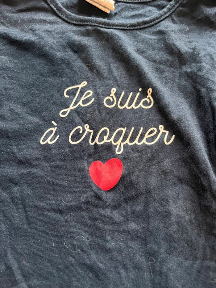 T-shirt manches longues fille 24 mois a message - photo numéro 2