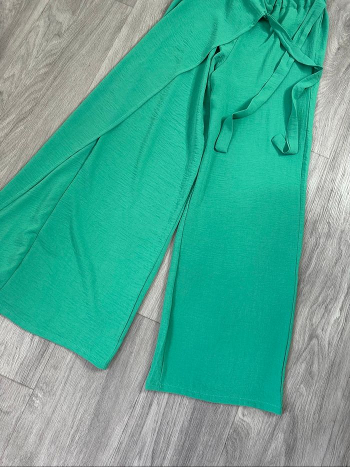 Pantalon fluide jambes larges vert T38 M - photo numéro 4