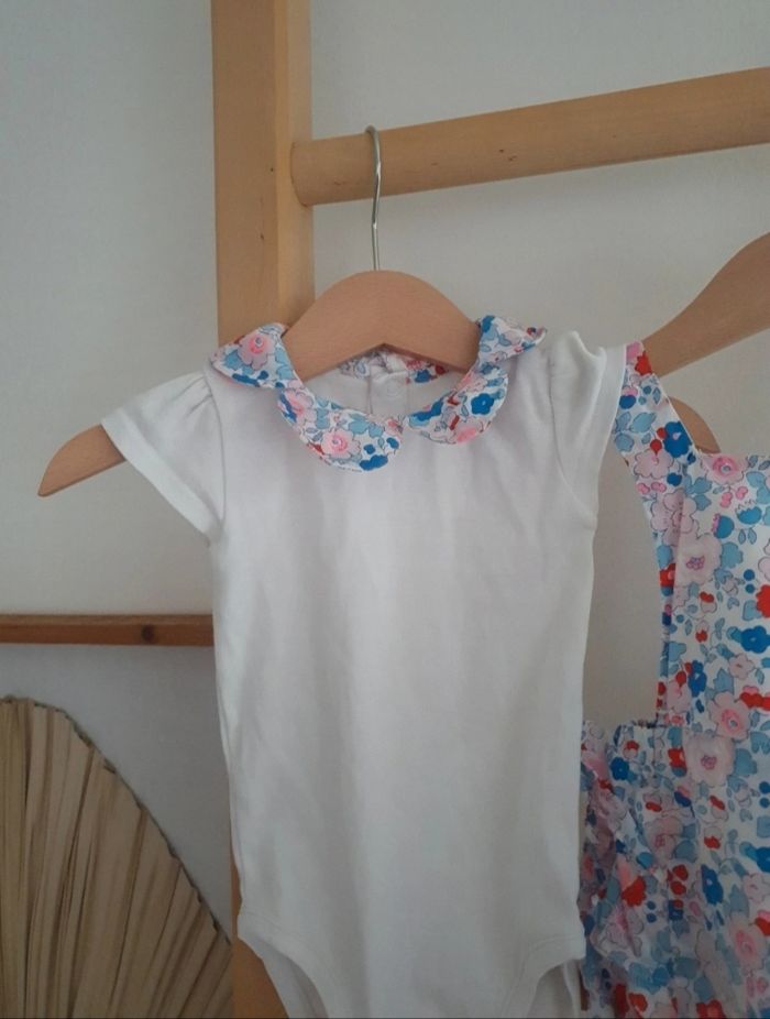 Ensemble barboteuse/body jacadi/liberty exclusif taille 12 mois. - photo numéro 2