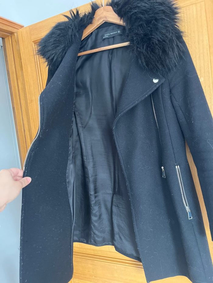 Manteau hiver fourrure noir Zara femme M - photo numéro 5