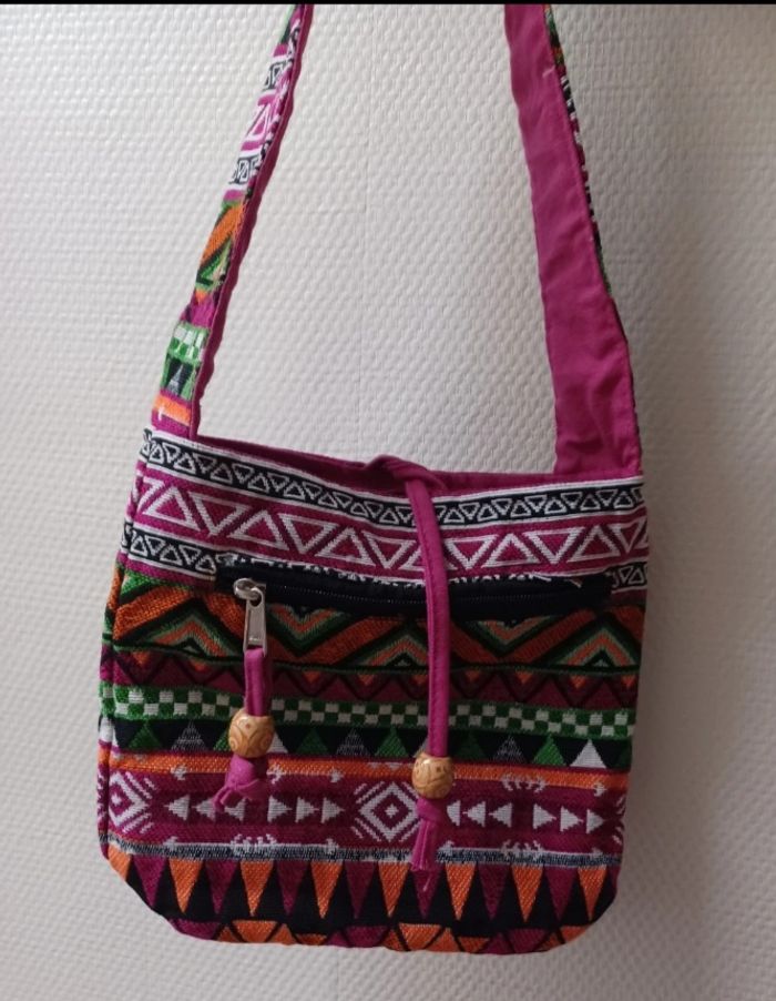 Sac bandoulière coton motif tibétain - photo numéro 2