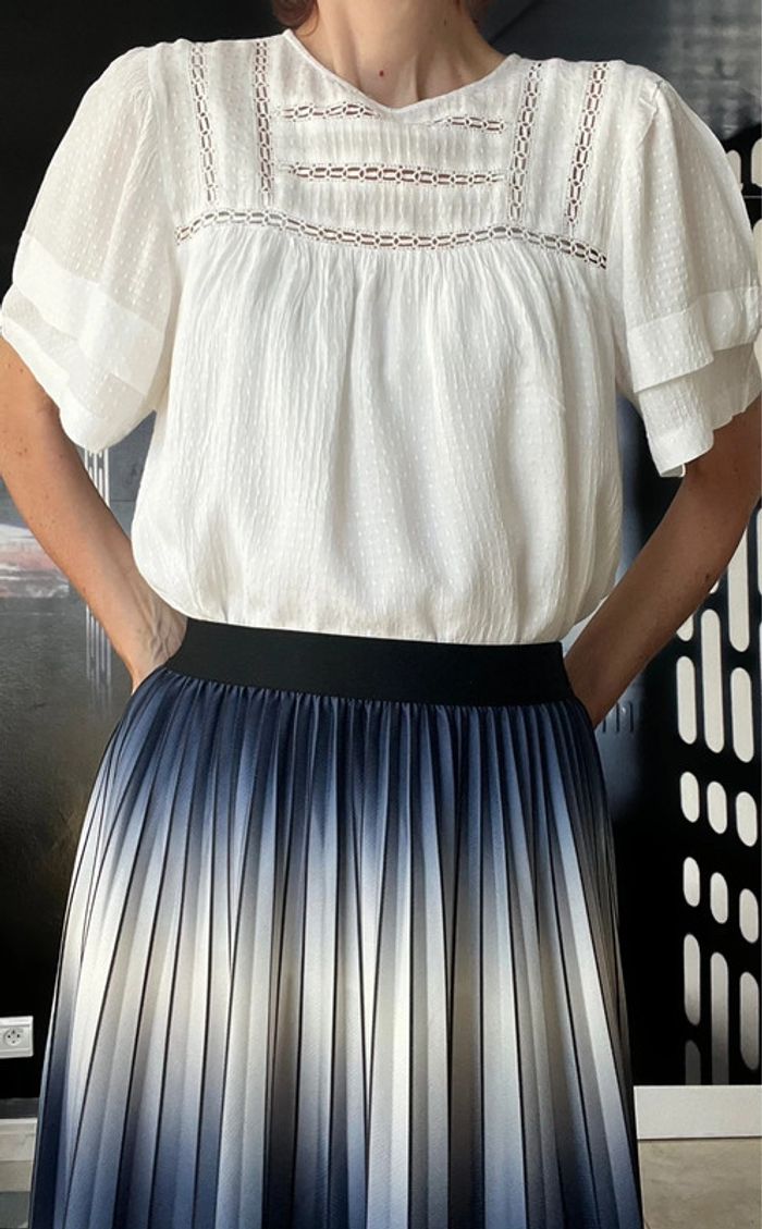 Blouse ample avec dentelle écrue Abi