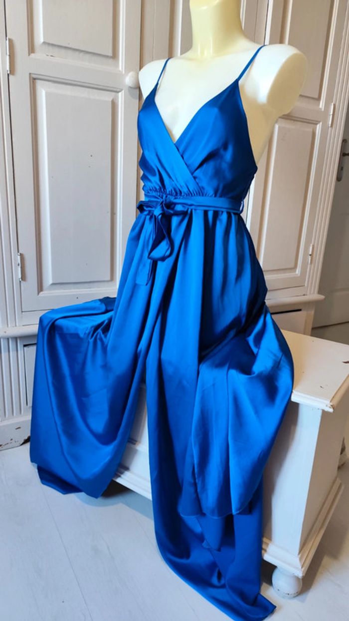 Robe de soirée satin bleu royal T36 - photo numéro 5