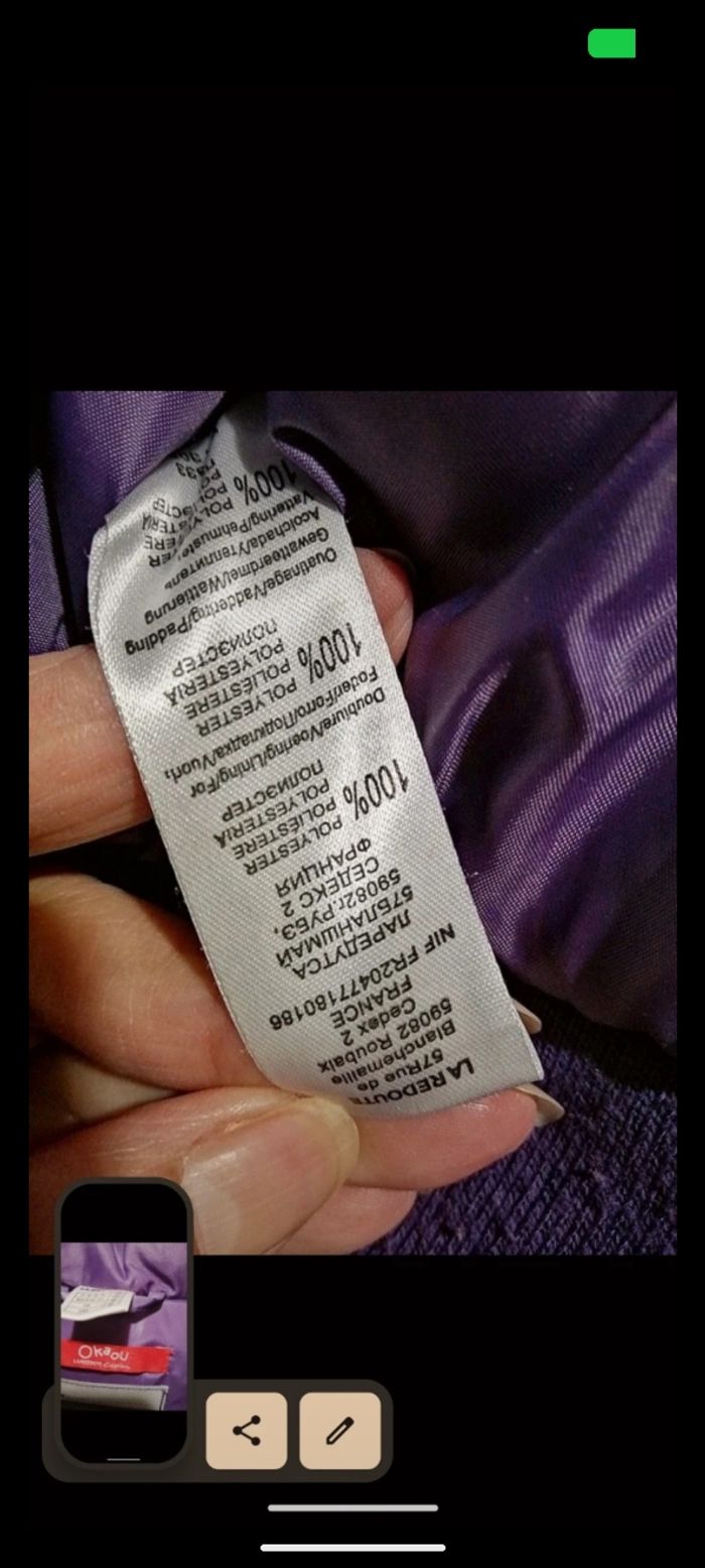 Belle doudoune violette Okaou. Taille 10ans - photo numéro 9