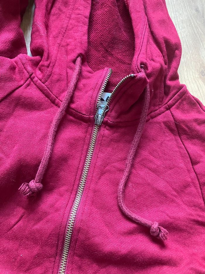 Pull à capuche avec zip Adidas rouge bordeaux homme/femme - photo numéro 5