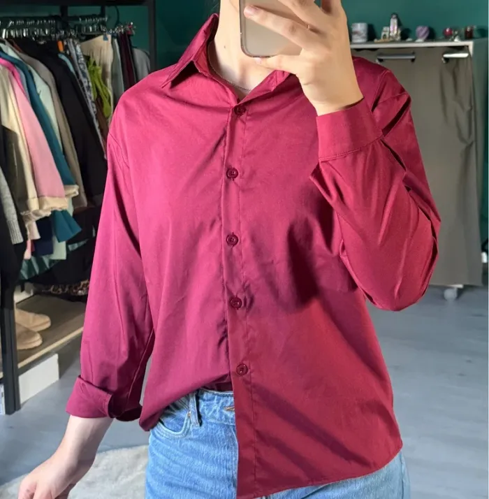 chemise bordeaux shein