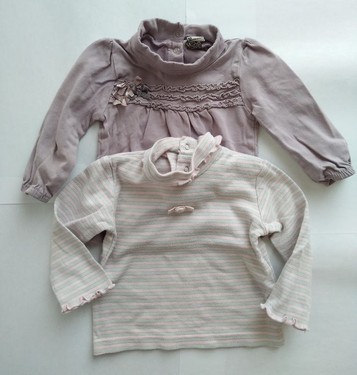 #lot De 2 Sous-Pulls Grain De Blé Et Tape À L'oeil Bébé Fille Taille 12 Mois