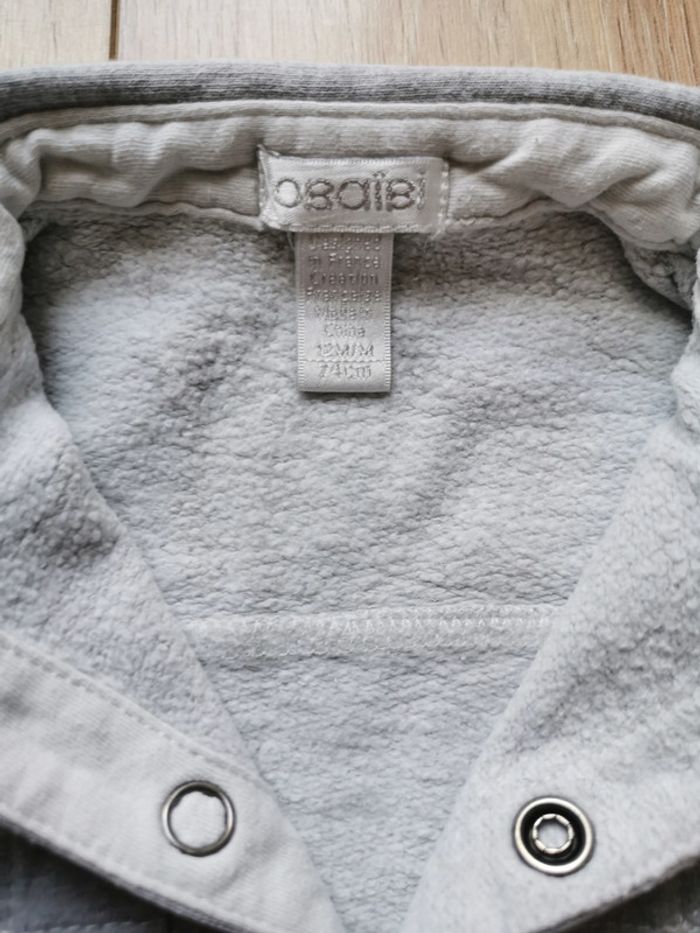 Chemise sweat gris Obaïbi 12 mois - photo numéro 4