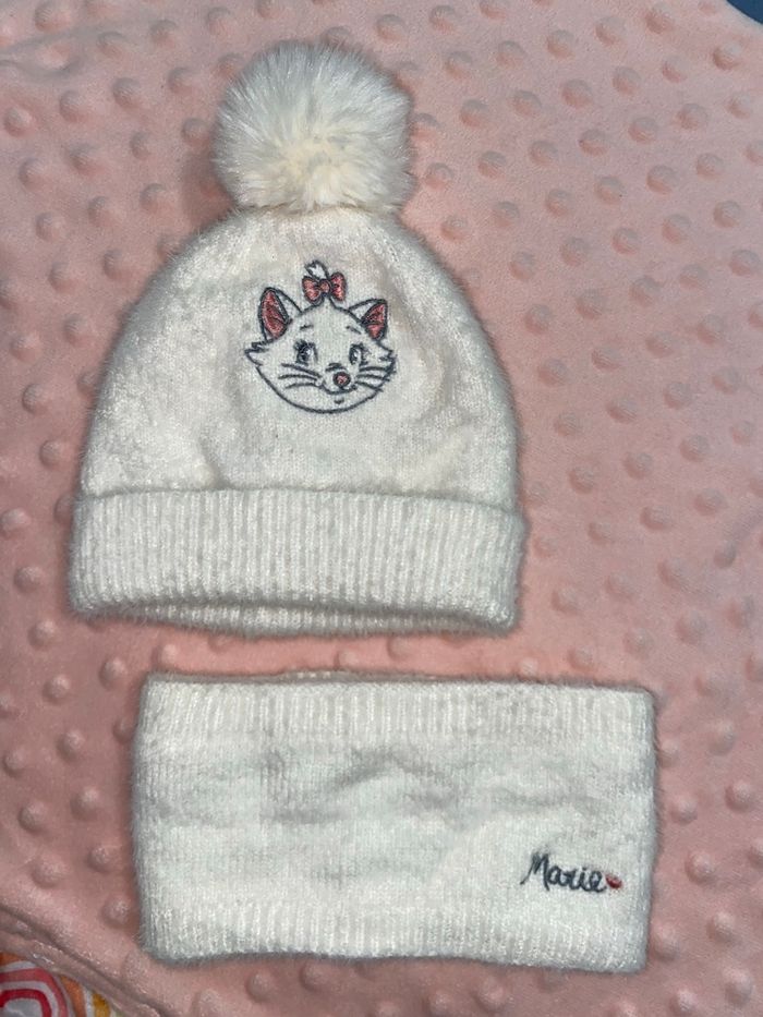 Ensemble bonnet + tour de cou Marie (aristochat) 3-6 mois