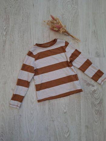 Haut/tee-shirt manches longues garçon blanc/marron kiabi 4 ans - NEUF