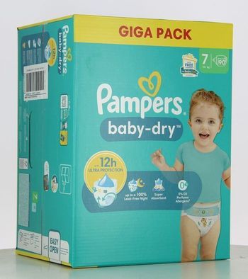 Lot de 90 Couches Pampers Baby Dry 15+ kg Taille 7 Neuf