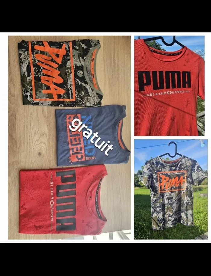 2 tee shirt puma garçon 11 12 ans + 1 gratuit - photo numéro 2