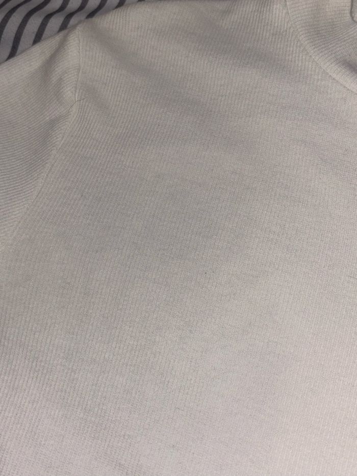 T-shirt blanc à manches longues effet côtelé, Kiabi, taille M / 38 - photo numéro 6