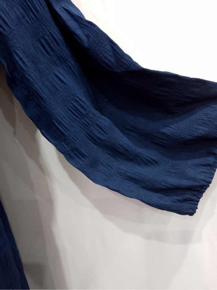 Robe bleue élégante grande taille à col en V avec détail nœud – chic et fluide, toutes saisons - photo numéro 6