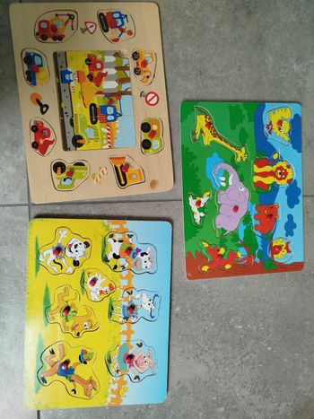 3 Puzzles en bois 1er âge