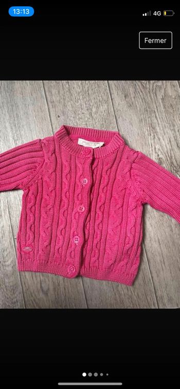 Gilet rose fushia Chateau de sable 12 mois