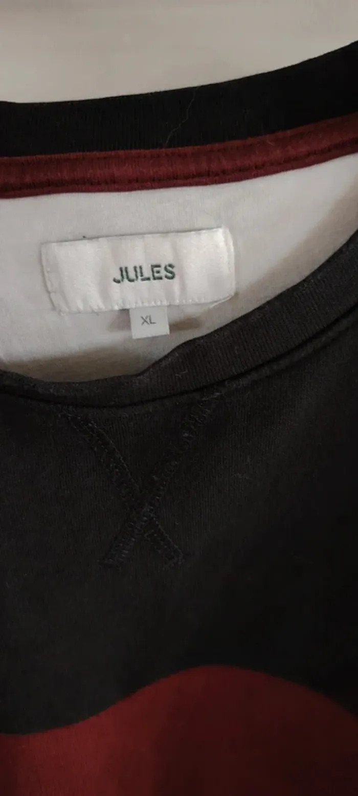 Sweat bicolore Jules rouge et noir - photo numéro 2