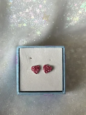 Boucles d’oreille cœur rose