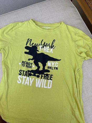 t shirt vert jaune dinosaure