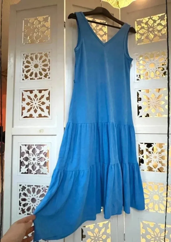 Robe bleue bohème vintage Cristina Laure Taille 40 - photo numéro 3