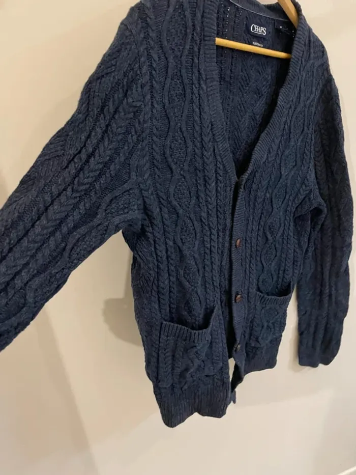 Knit cardigan navy blue Chaps size M - photo numéro 6