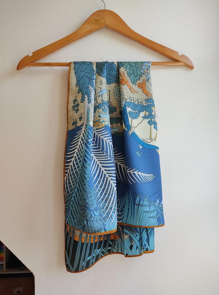 Foulard 90 animaux dans la forêt bleu - photo numéro 5