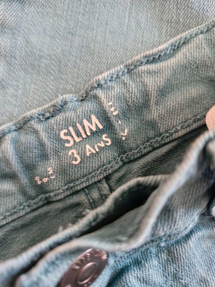 Jeans mixte 3 ans Kiabi Vert bleu canard coton élasthanne - photo numéro 3