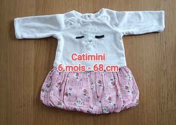 Robe boule Catimini 6 mois bi matière imprimé lamas fille