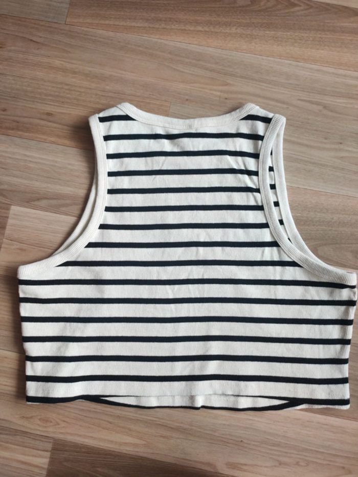 Top débardeur crème noir rayé hm taille XL neuf - photo numéro 2