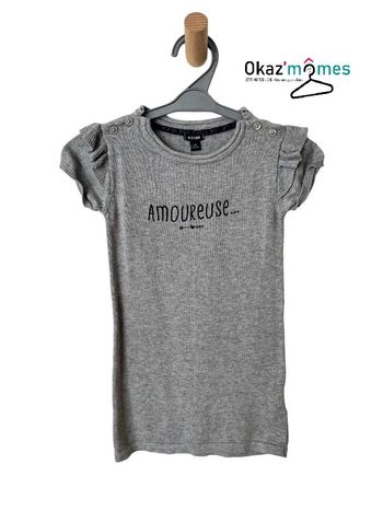 Robe grise "Amoureuse" en maille de coton - Kiabi 3 ans