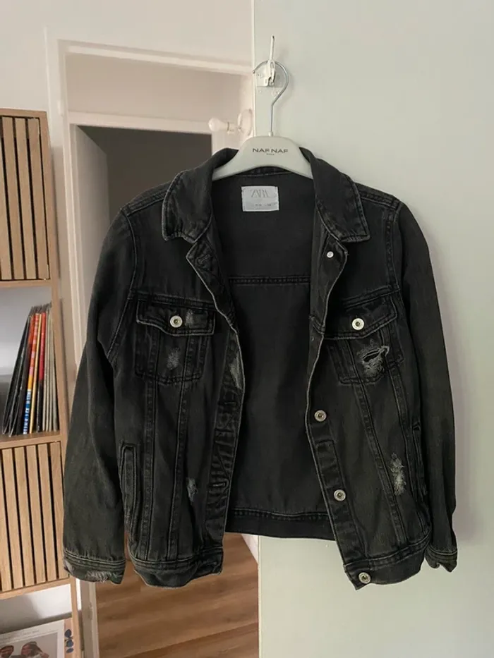 Veste en jean noir - Zara - photo numéro 3