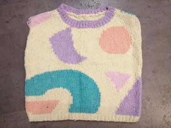 pull dans manche en coton tricoté main 4 ans Phildar