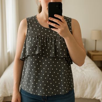 Chemisette femme noir a pois blanc taille M